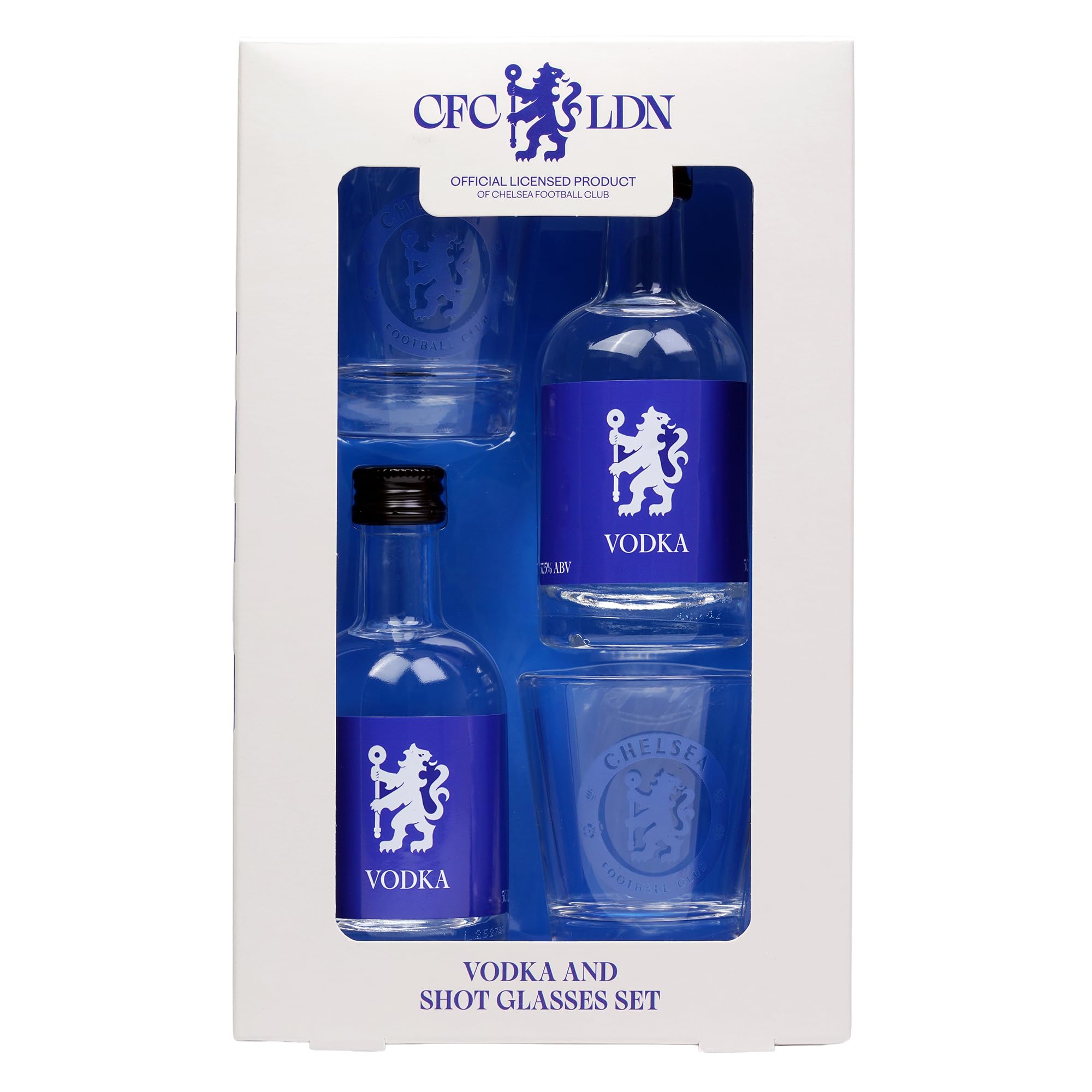 Chelsea F.C. Vodka & Shot Glass Gift Box – 2 x 5cl Miniatures and